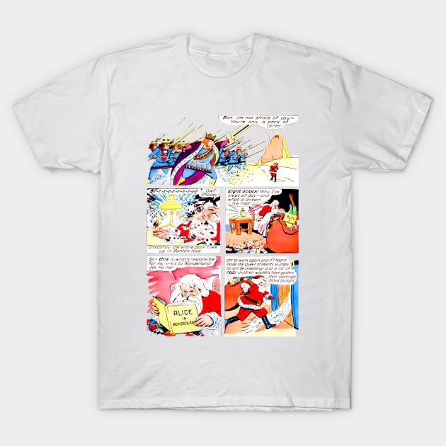 Santa Claus returns from the Wonderland Alice Retro Vintage Comic Book T-Shirt by REVISTANGO